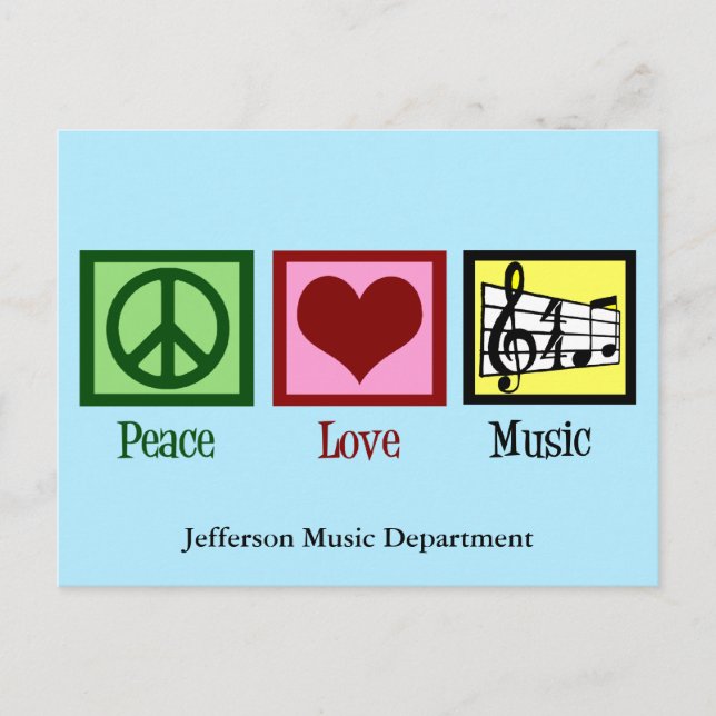 Postal Personalizado de música Peace Love (Anverso)