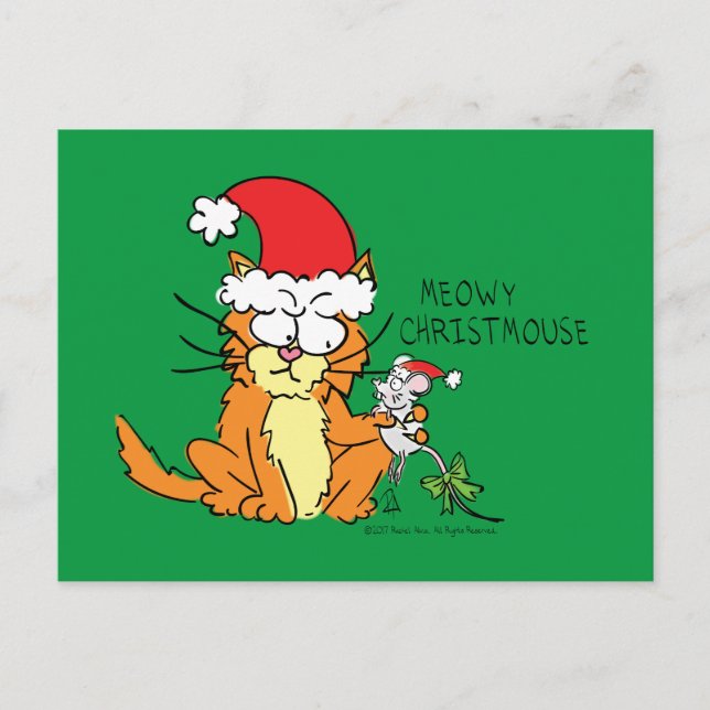 Postal Personalizado de Navidades divertidos con gato rat (Anverso)