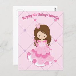 Postal Personalizado de niños rosados Chica princesa lind