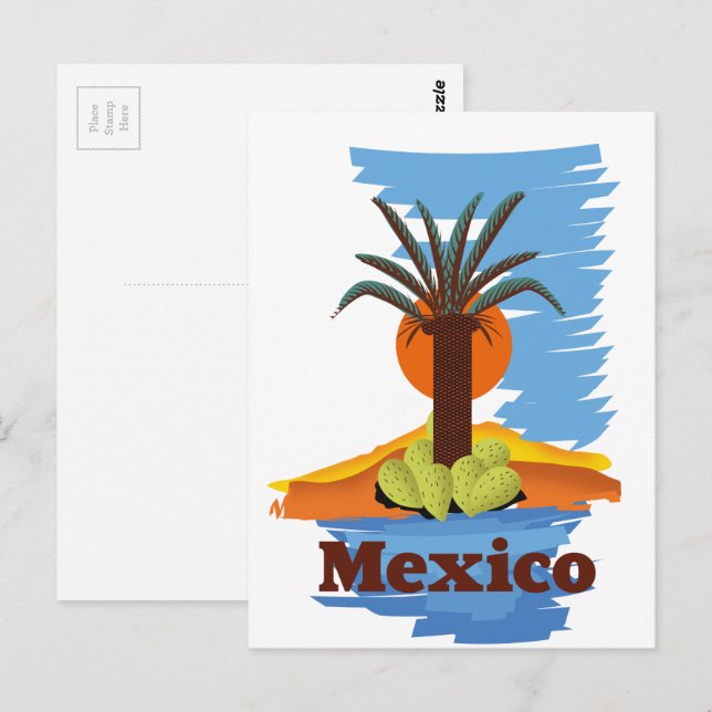 Postal Personalizado de palmas mexicano de época (Anverso / Reverso)