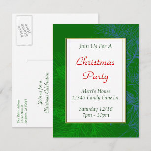 Postal Personalizado de patrón de pino verde Navidad post