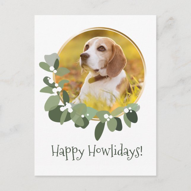 Postal Personalizado de perro de Navidades de Felices How (Anverso)