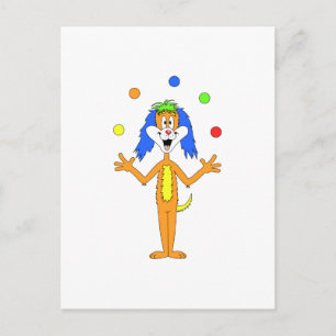 Postal Personalizado de Perro de Payaso de color brillant