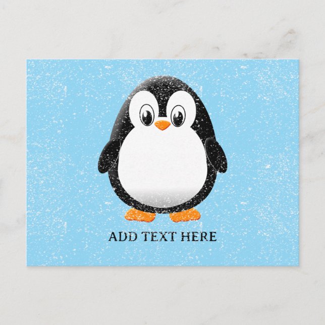 Postal Personalizado de Personalizado de pingüino lindo (Anverso)