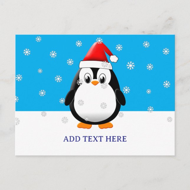 Postal Personalizado de pingüino cutáneo Nieva a Personal (Anverso)