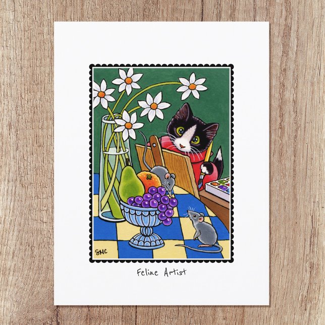 Postal Personalizado de pintura de gato de artista felino (Subido por el creador)