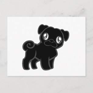 Postal personalizado de pug negro