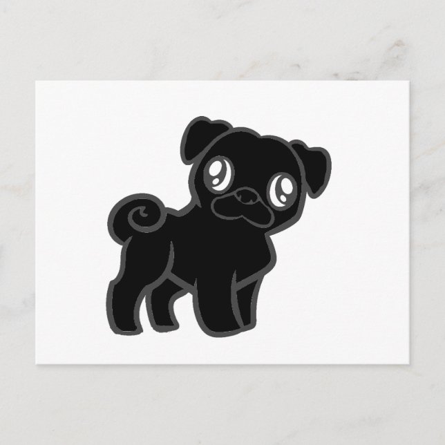 Postal personalizado de pug negro (Anverso)