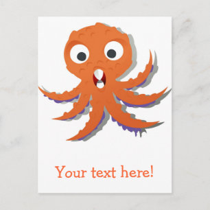 Postal personalizado de pulpo naranja