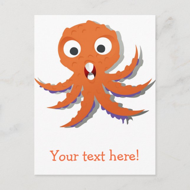 Postal personalizado de pulpo naranja (Anverso)