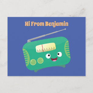 Postal Personalizado de radio retro alegre y gracioso