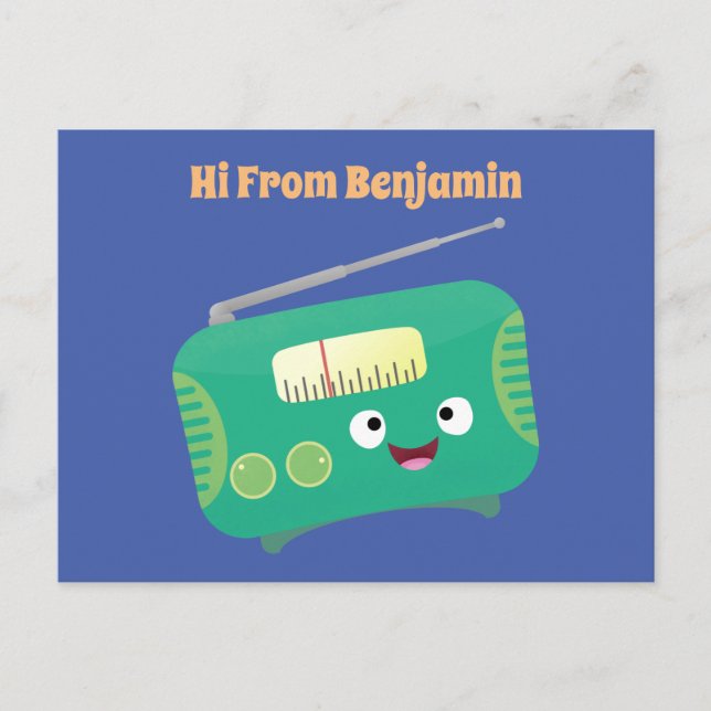 Postal Personalizado de radio retro alegre y gracioso (Anverso)