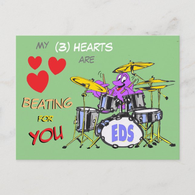 Postal Personalizado de San Valentín Octopus 3 Corazón Po (Anverso)