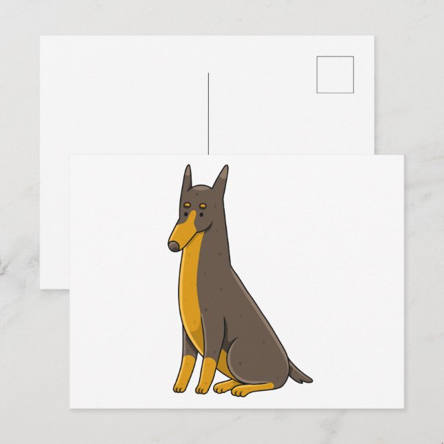 Postal Personalizado de sentada Doberman Pinscher (Anverso / Reverso)