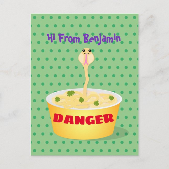 Postal Personalizado de serpientes de fideos de pelo hues (Anverso)