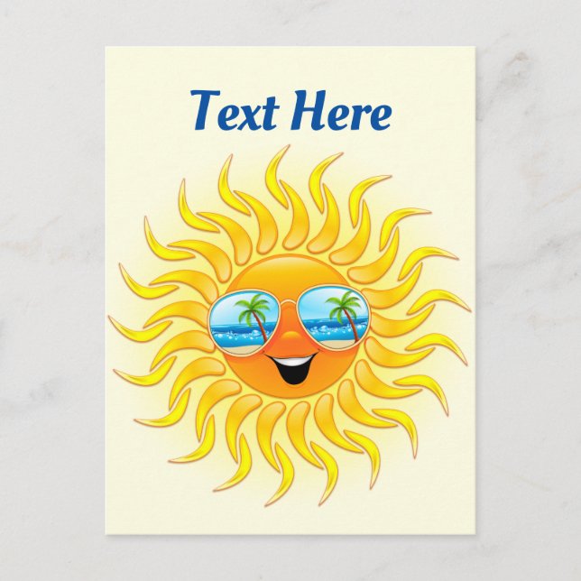 Postal Personalizado de sol de verano con gafas de sol (Anverso)