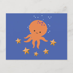 Postal Personalizado de Starfish de Octopus Cute