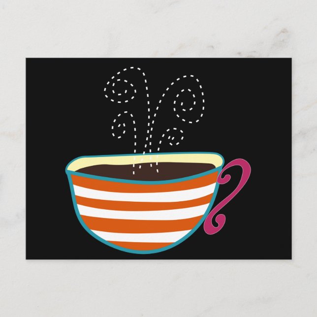 Postal Personalizado de té de la Copa de Café Retro (Anverso)