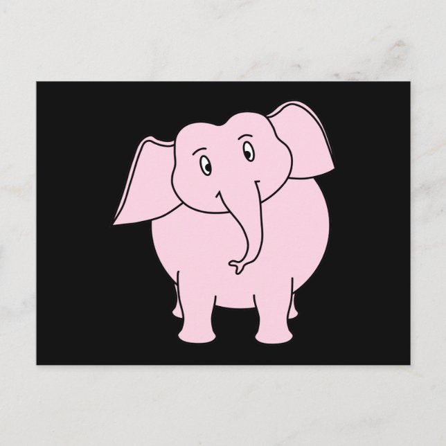 Postal Personalizado de un elefante rosa (Anverso)