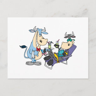 Postal personalizado de vaca mimado y relajado