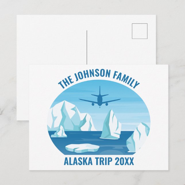 Postal Personalizado de vacaciones en familia del glaciar (Anverso / Reverso)