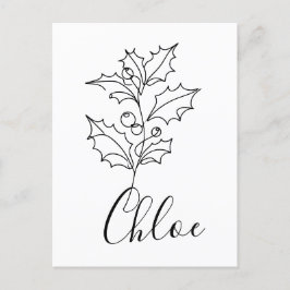 Postal Personalizado December Holly Birth Flower Gift