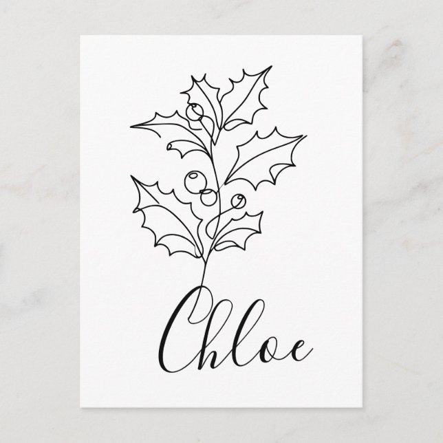 Postal Personalizado December Holly Birth Flower Gift (Anverso)