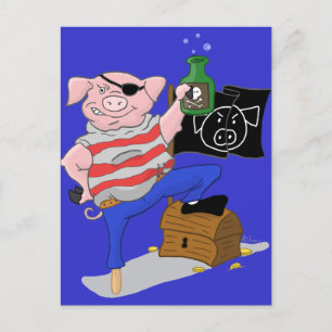 Postal Personalizado del Capitán de Cerdo Pirata