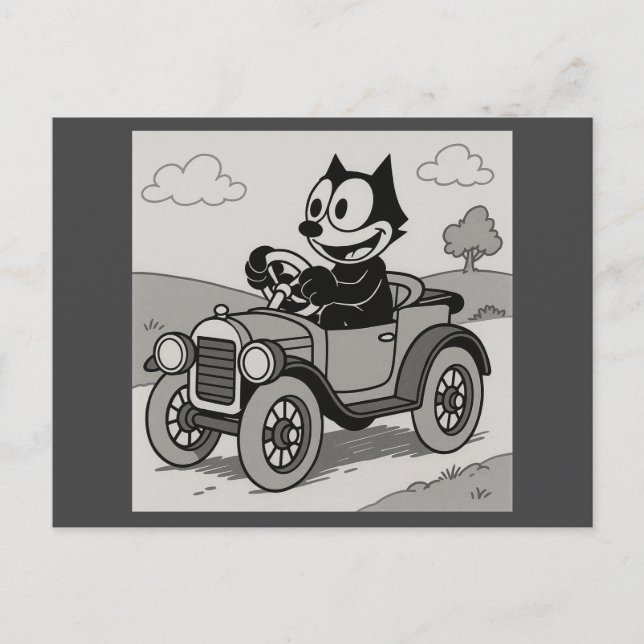 Postal Personalizado del coche de conducción de gatos (Anverso)