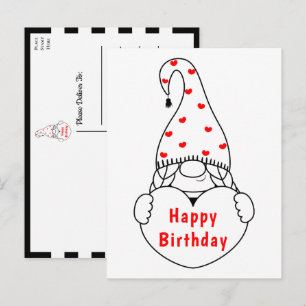 Postal Personalizado del corazón lindo Red Black Garden G