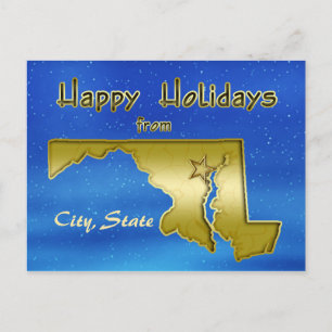 Postal Personalizado del mapa de Maryland del cielo azul 