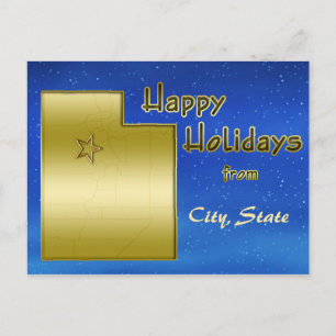 Postal Personalizado del Mapa Utah del cielo azul cósmico