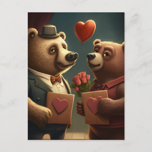 Postal Personalizado del oso de San Valentín (Anverso)