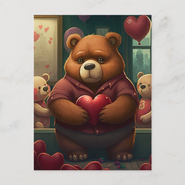 Postal Personalizado del oso de San Valentín (Anverso)