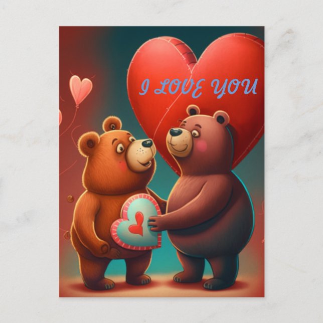 Postal Personalizado del oso de San Valentín (Anverso)