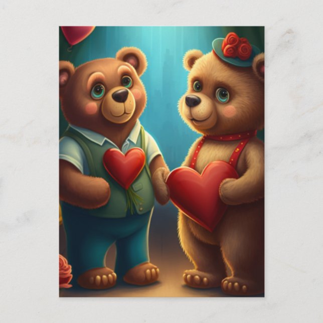Postal Personalizado del oso de San Valentín (Anverso)