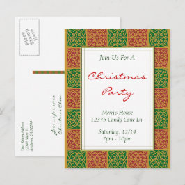 Postal Personalizado del patrón verde rojo Navidades post