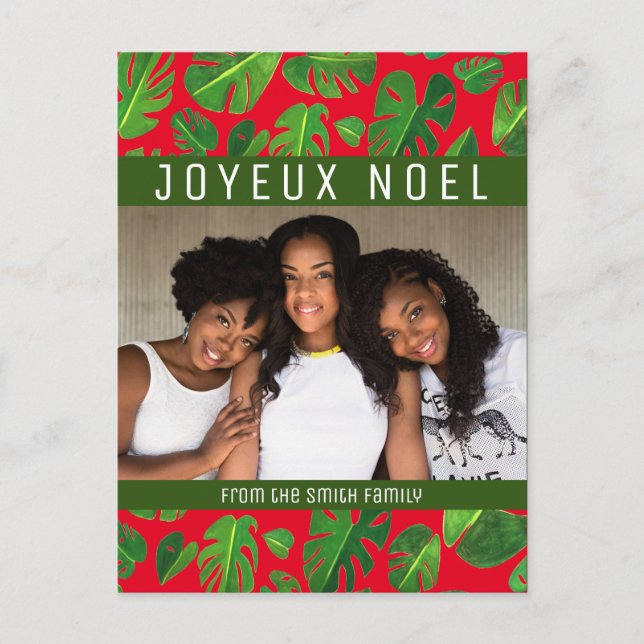 Postal Personalizado del patrón verde tropical de la hoja (Anverso)