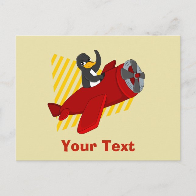 Postal Personalizado del pingüino volador (Anverso)