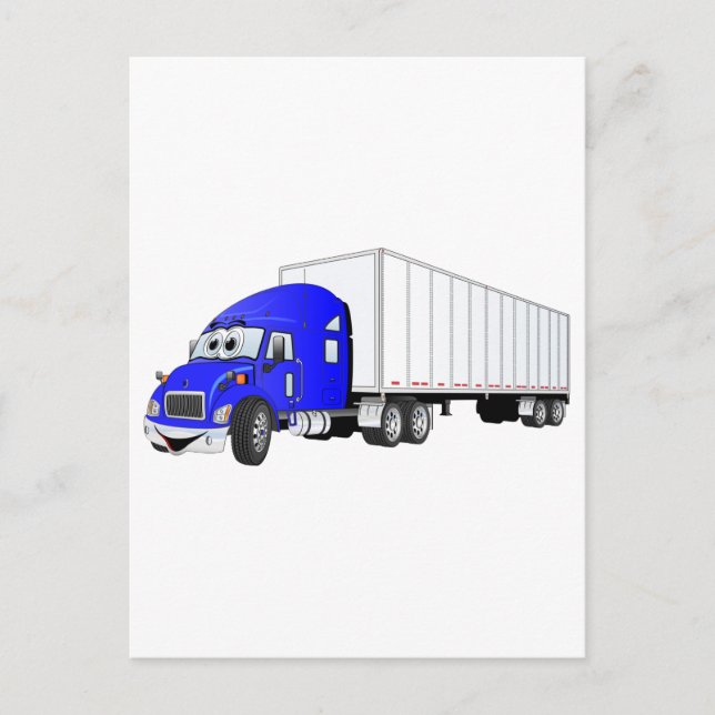 Postal Personalizado del remolque blanco Semi Truck Blue (Anverso)