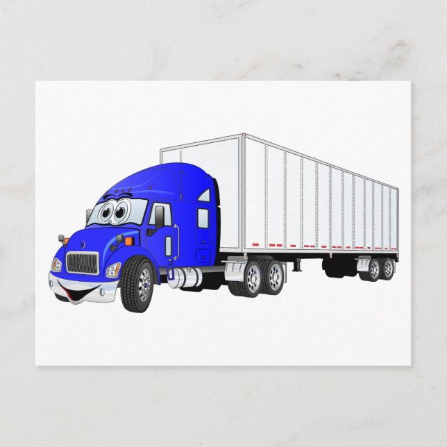 Postal Personalizado del remolque blanco Semi Truck Blue (Anverso)
