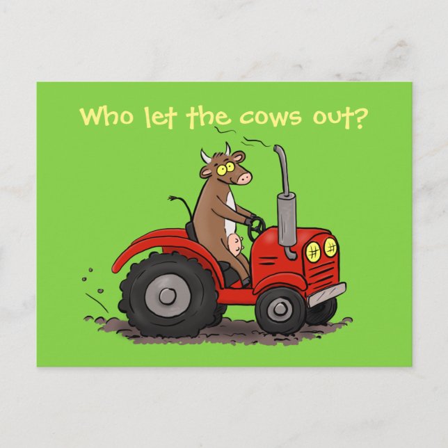 Postal Personalizado del tractor de conducción de vacas m (Anverso)