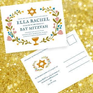 Postal Personalizado dibujado a mano por Floral Wreath Ba