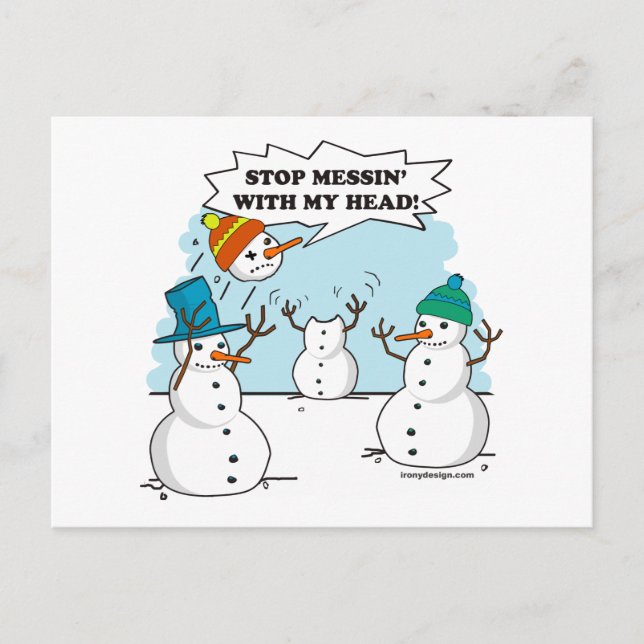 Postal Personalizado divertida de invierno de Snowmen (Anverso)