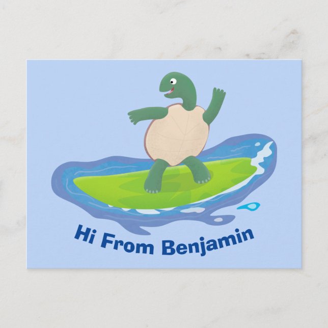 Postal Personalizado divertida de la ola de tortugas (Anverso)