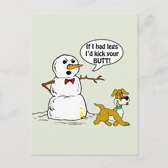 Postal Personalizado divertida de perros y Snowman (Anverso)