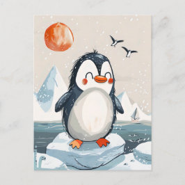 Postal personalizado divertida Penguin en Ice Floe