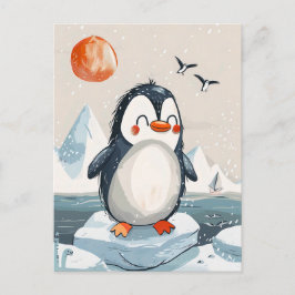 Postal personalizado divertida Penguin en Ice Floe