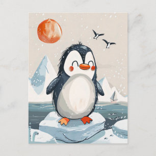 Postal personalizado divertida Penguin en Ice Floe