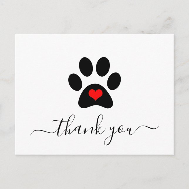 Postal Personalizado Dog Paw Mascota Business Gracias Car (Anverso)